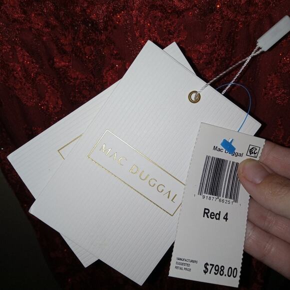 NWT Mac Duggal All Over Crystal Embellished Cherry Red Ball Gown Size US 4 - Picture 6 of 7